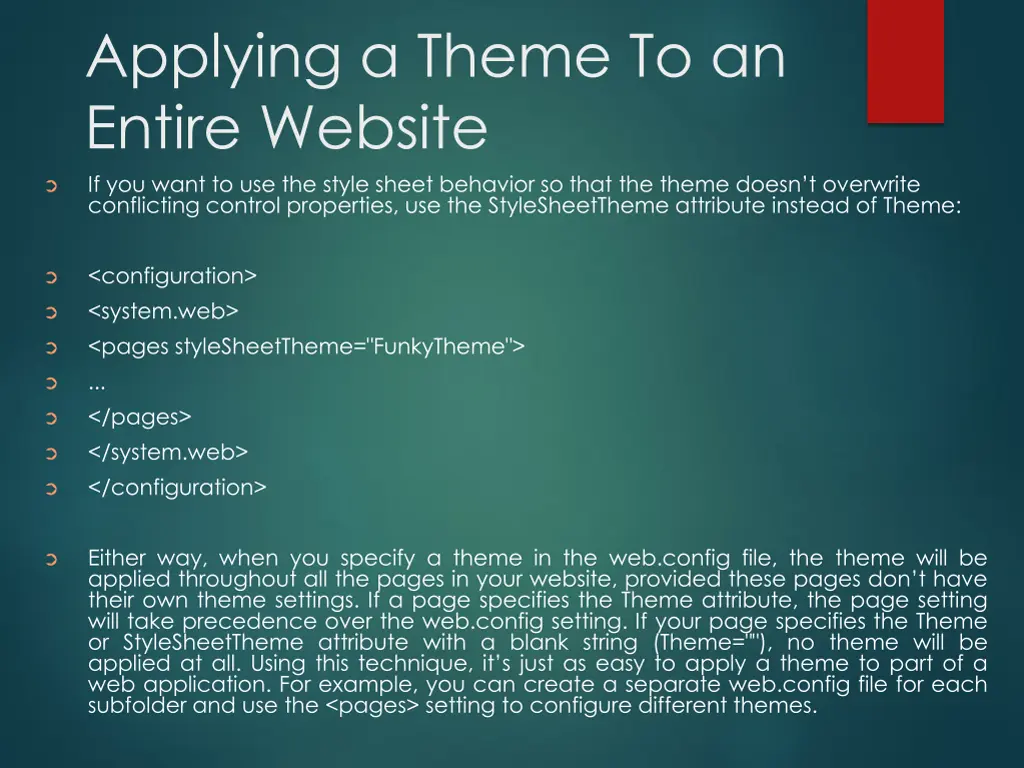 applying a theme to an entire website if you want