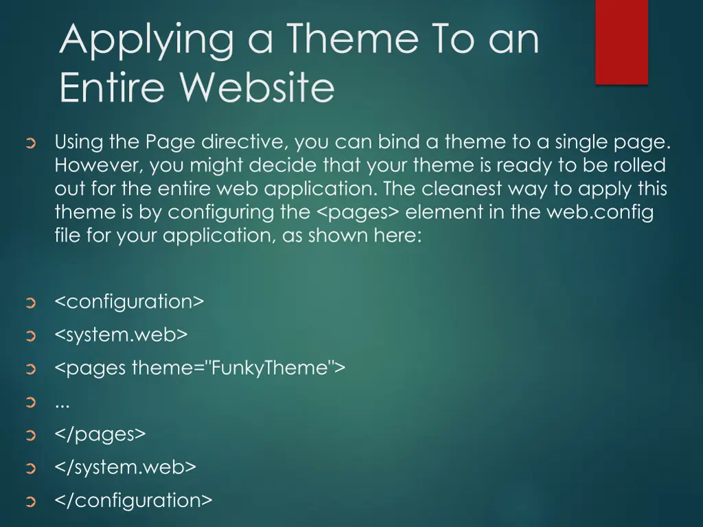 applying a theme to an entire website