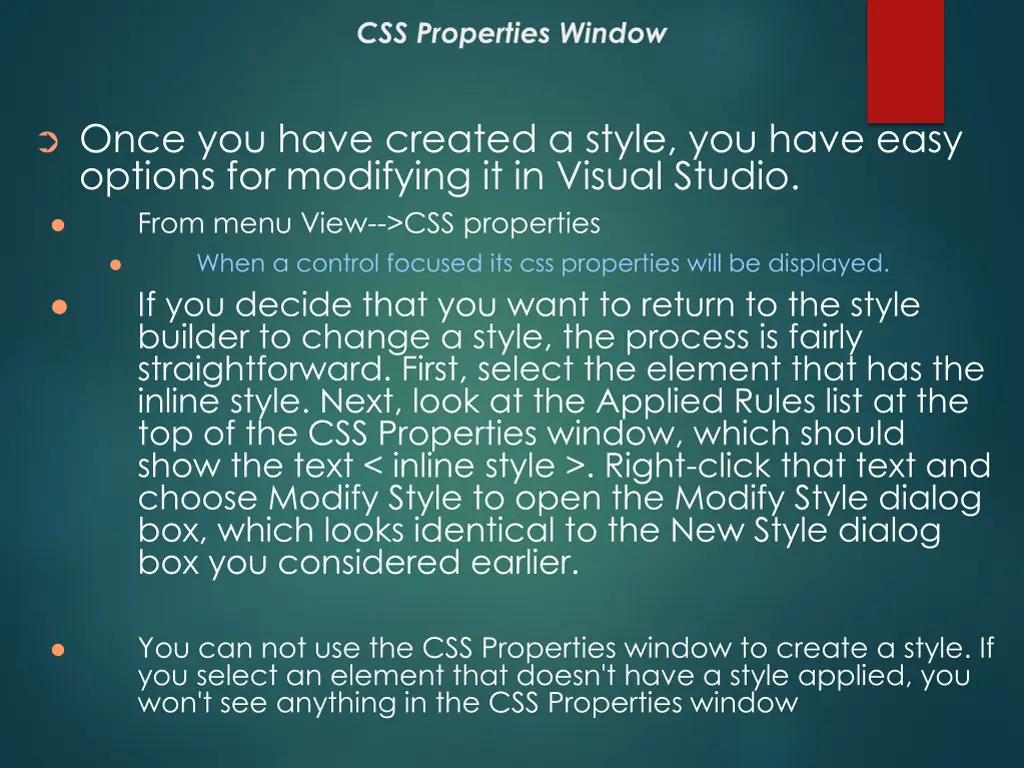 css properties window