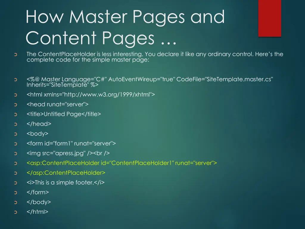 how master pages and content pages