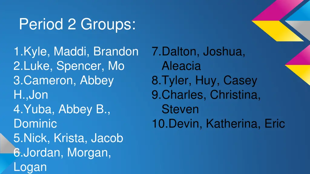 period 2 groups