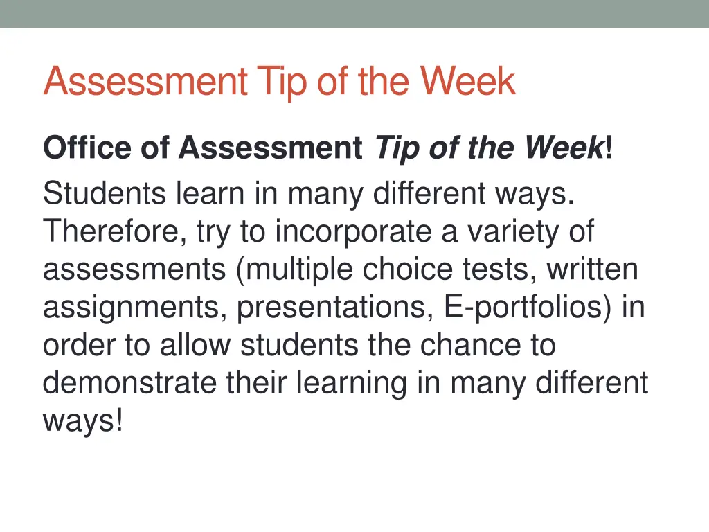 assessment tip of the week