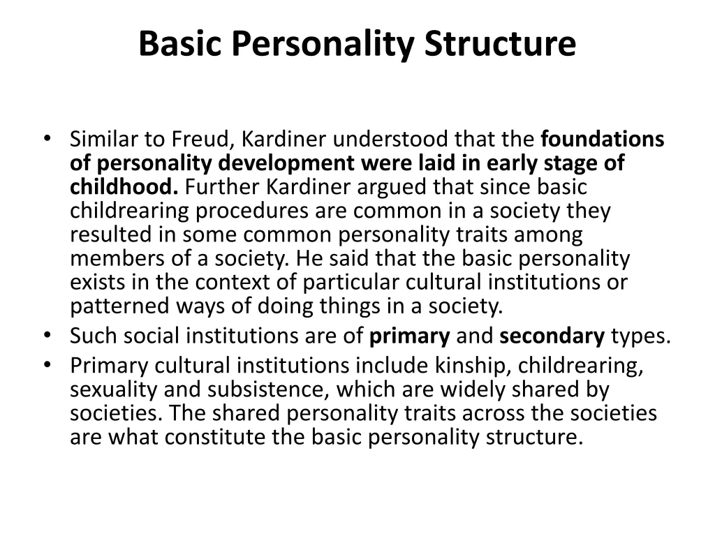 basic personality structure