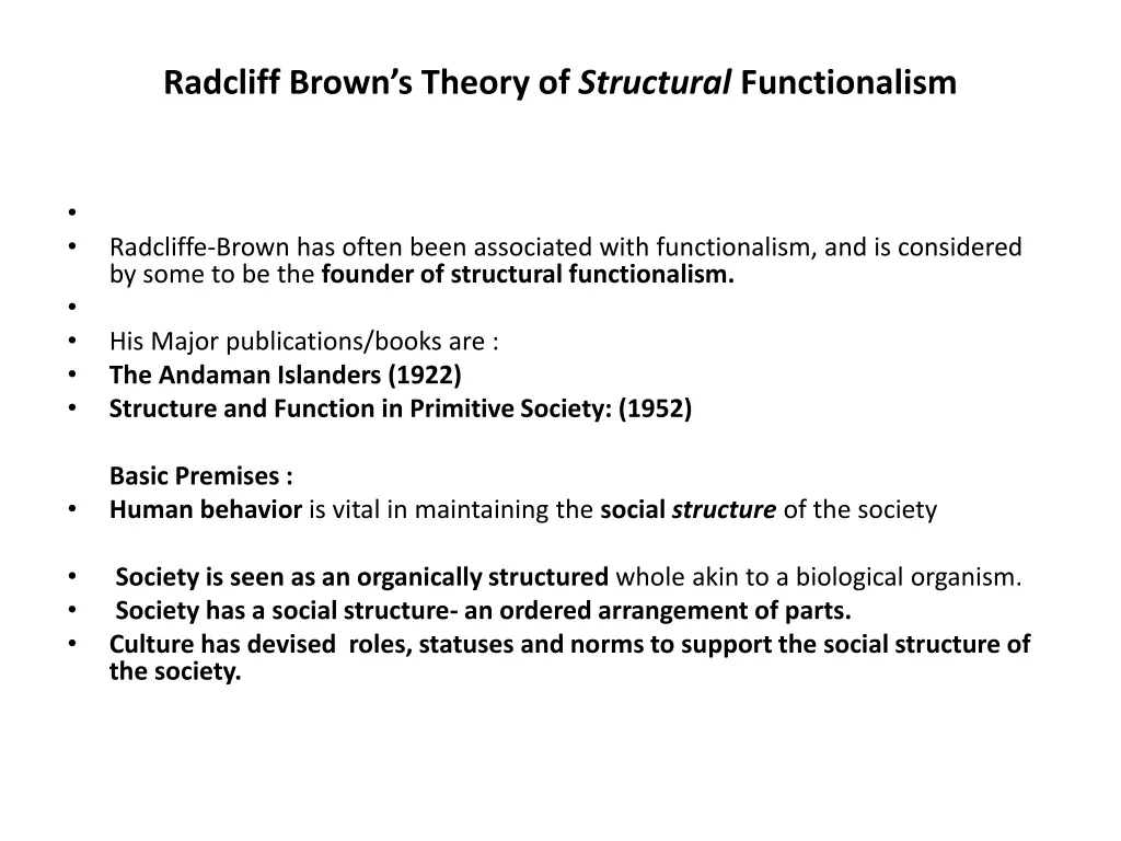 radcliff brown s theory of structural