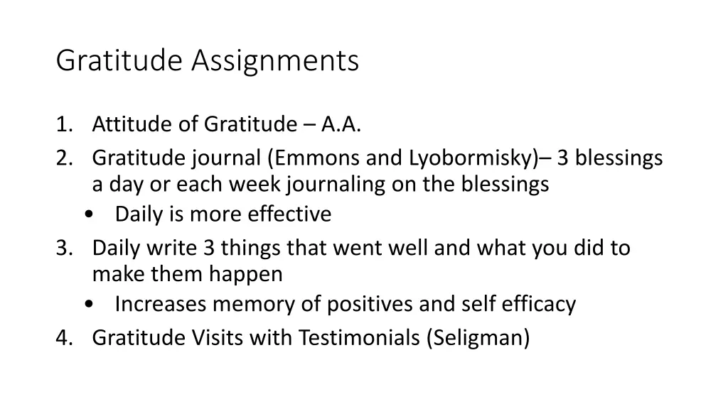 gratitude assignments