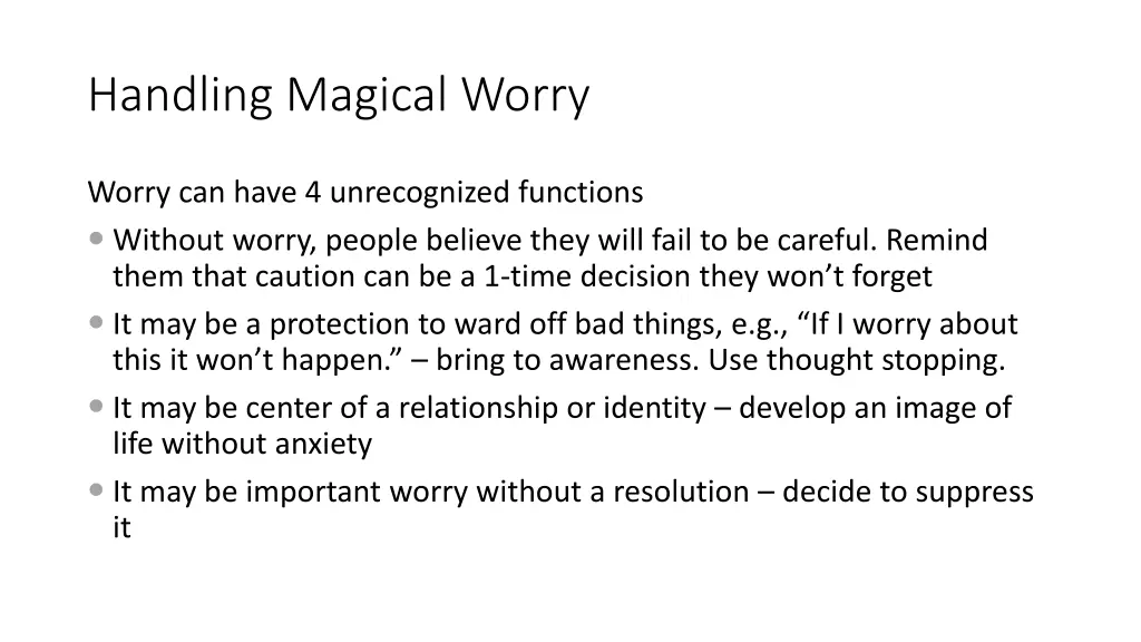 handling magical worry