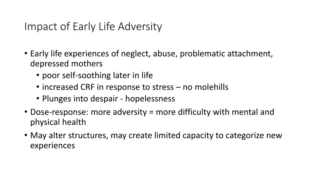 impact of early life adversity