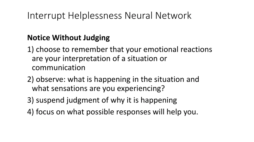 interrupt helplessness neural network