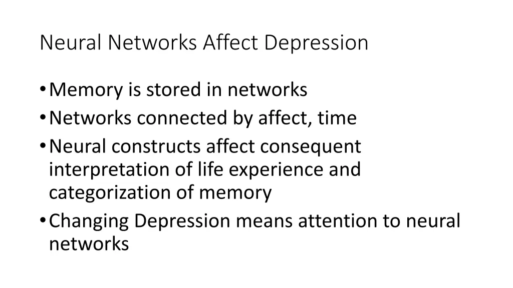 neural networks affect depression