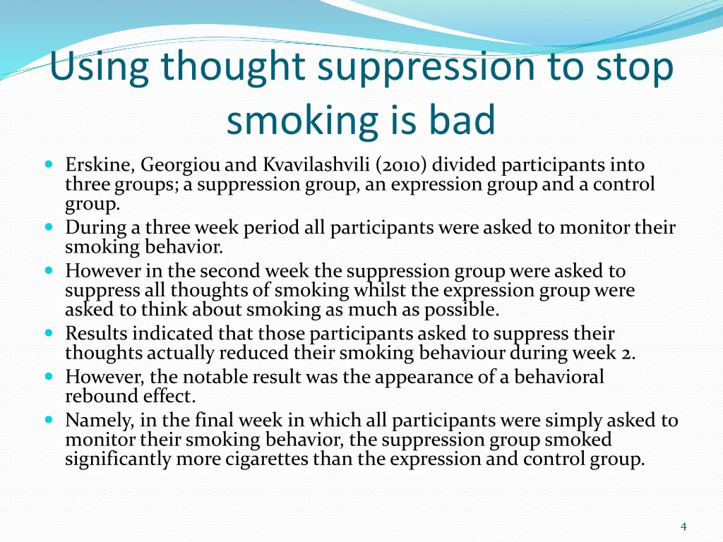 using thought suppression to stop smoking is bad