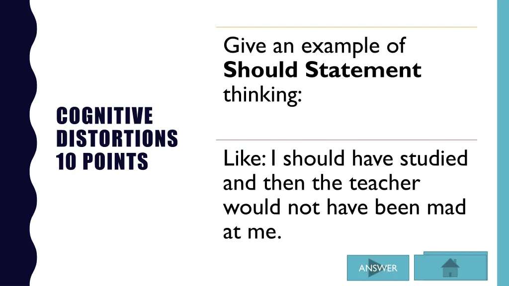 give an example of should statement thinking