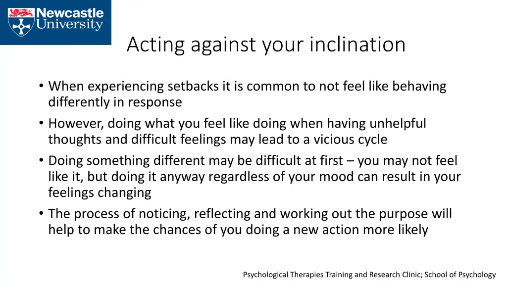 acting against your inclination