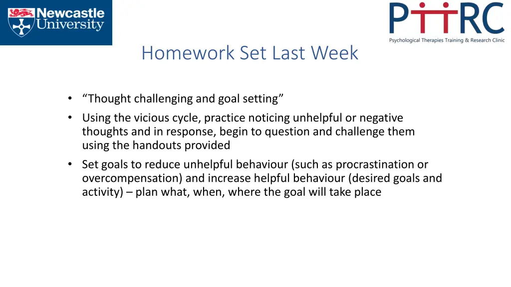 homework set last week