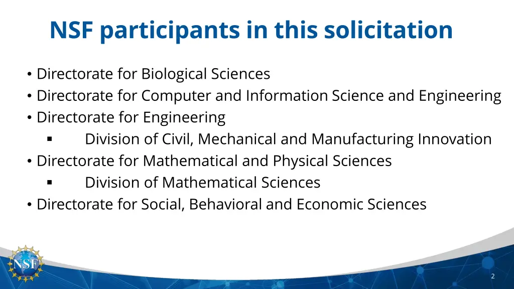 nsf participants in this solicitation