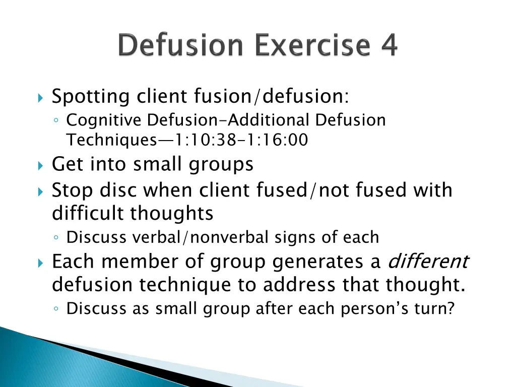 spotting client fusion defusion cognitive