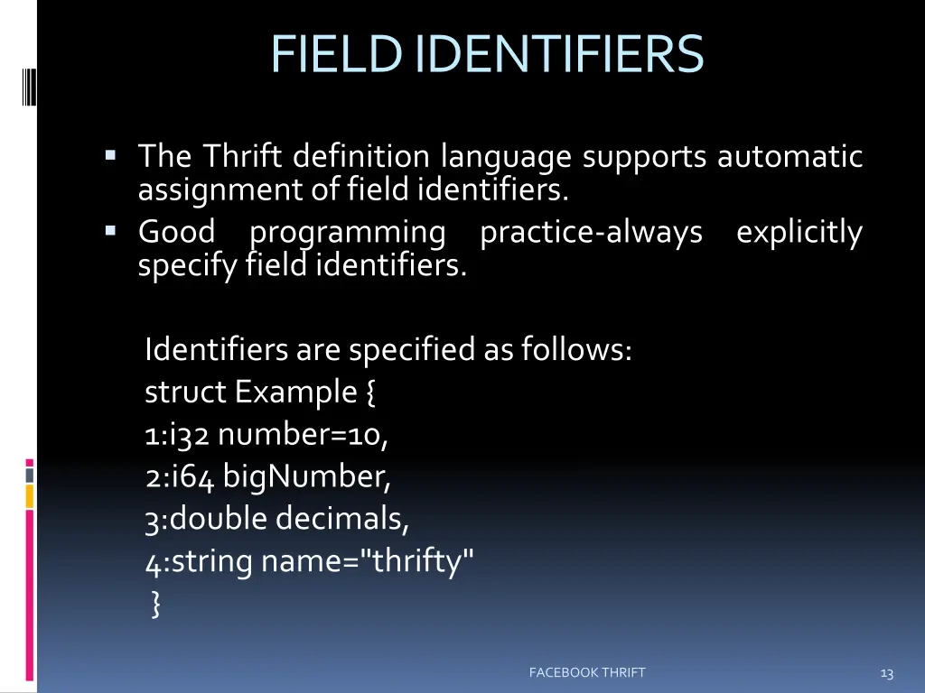 field identifiers 1