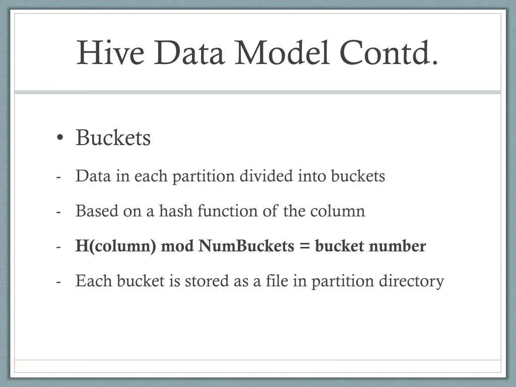 hive data model contd 2