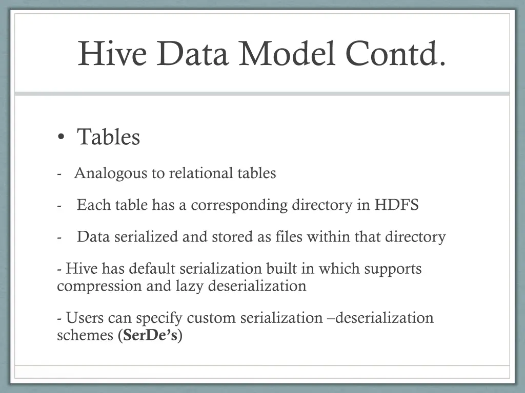 hive data model contd