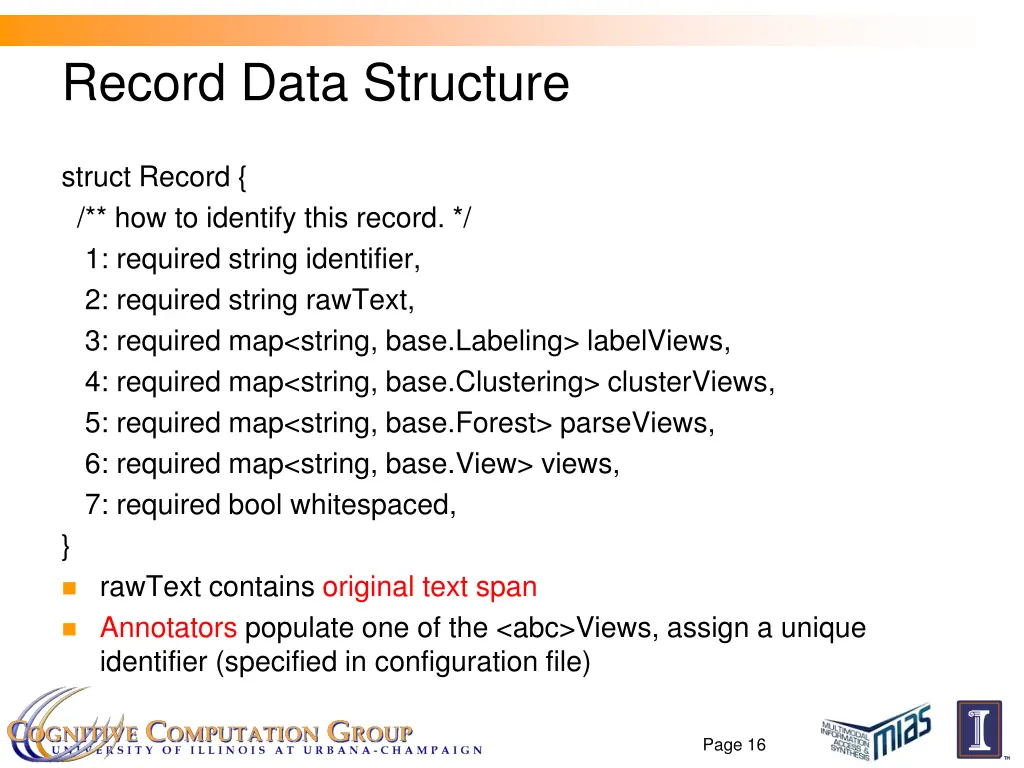 record data structure