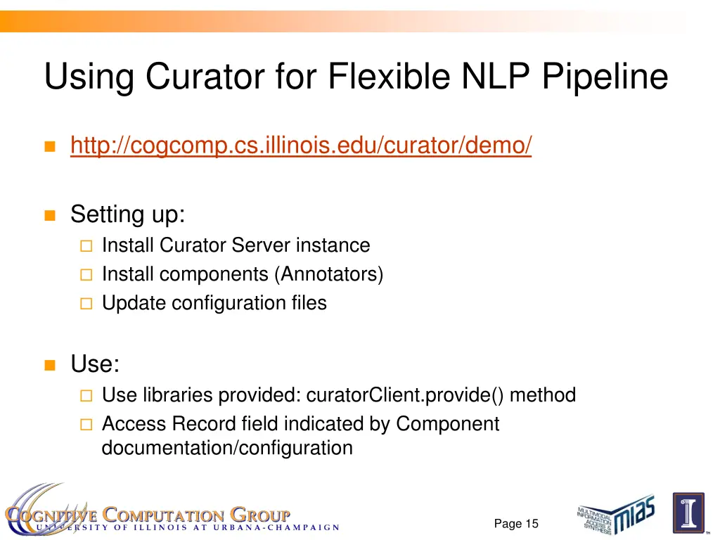 using curator for flexible nlp pipeline