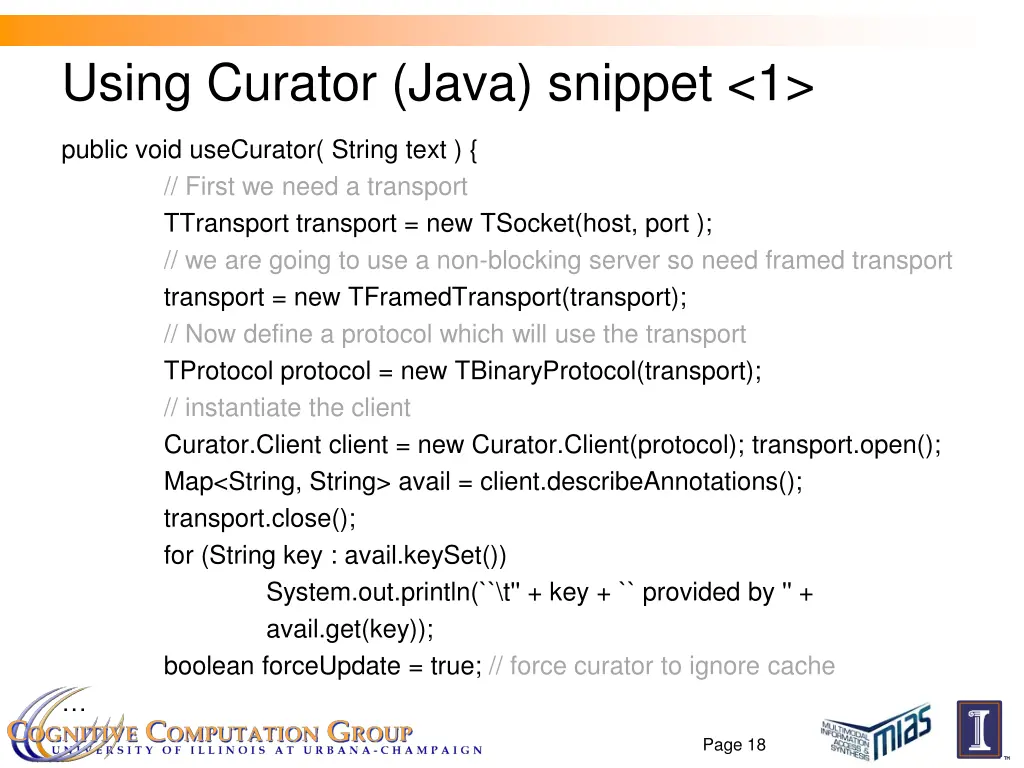 using curator java snippet 1