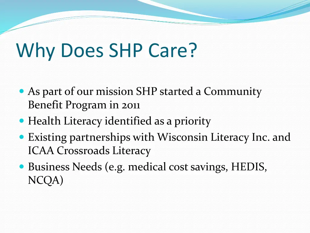 why does shp care