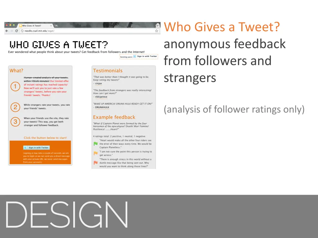 who gives a tweet anonymous feedback from