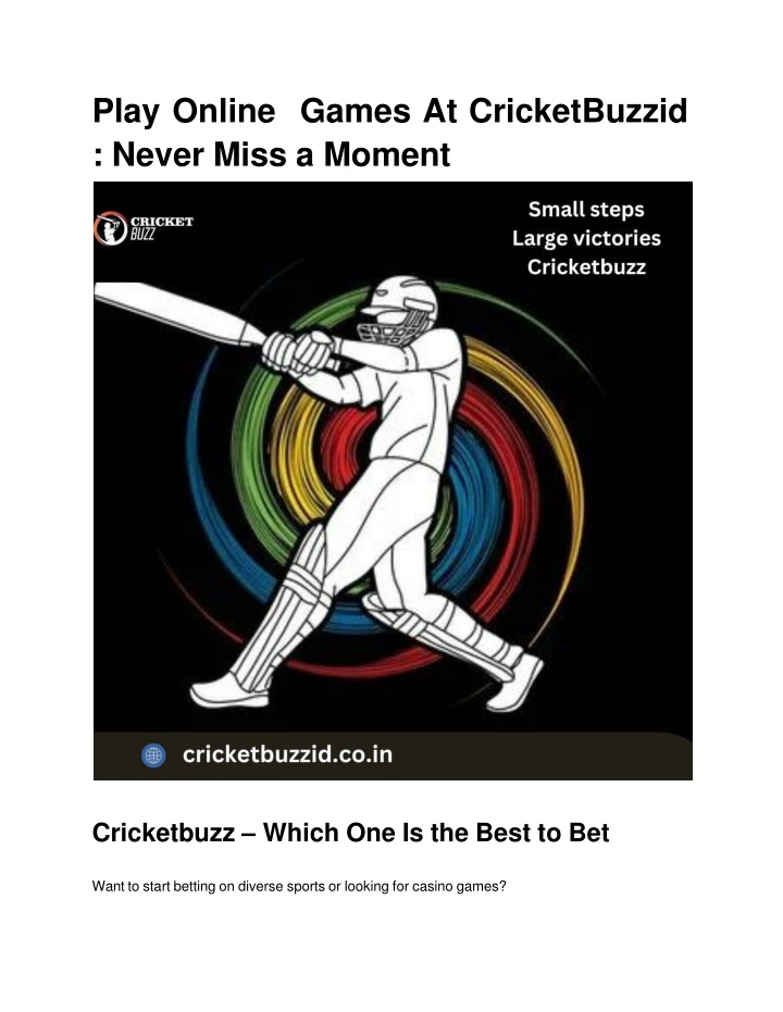 play online games at cricketbuzzid never miss