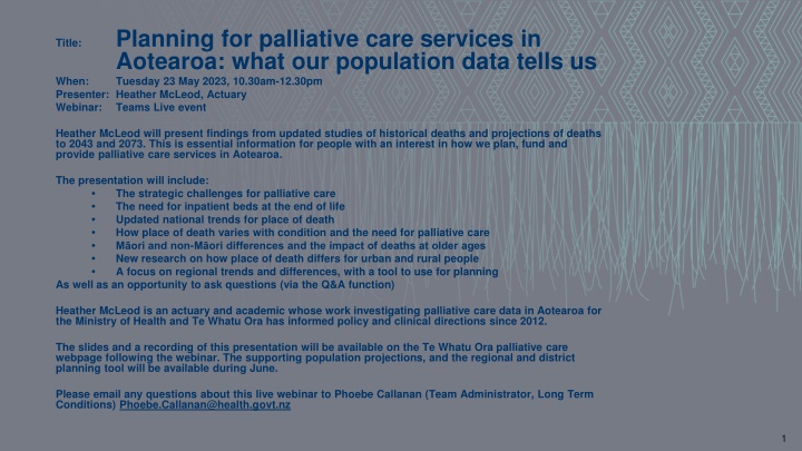 planning for palliative care services in aotearoa