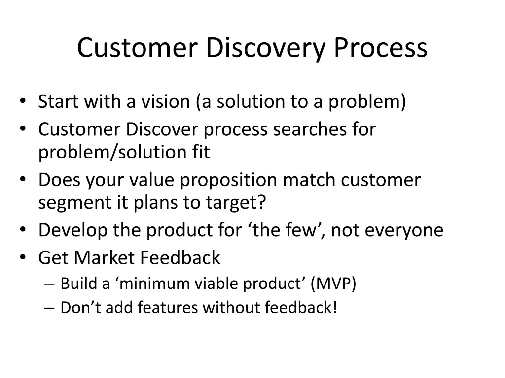 customer discovery process