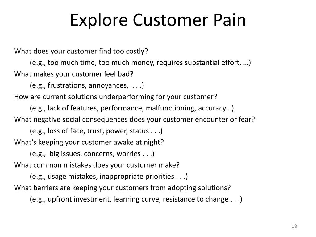 explore customer pain