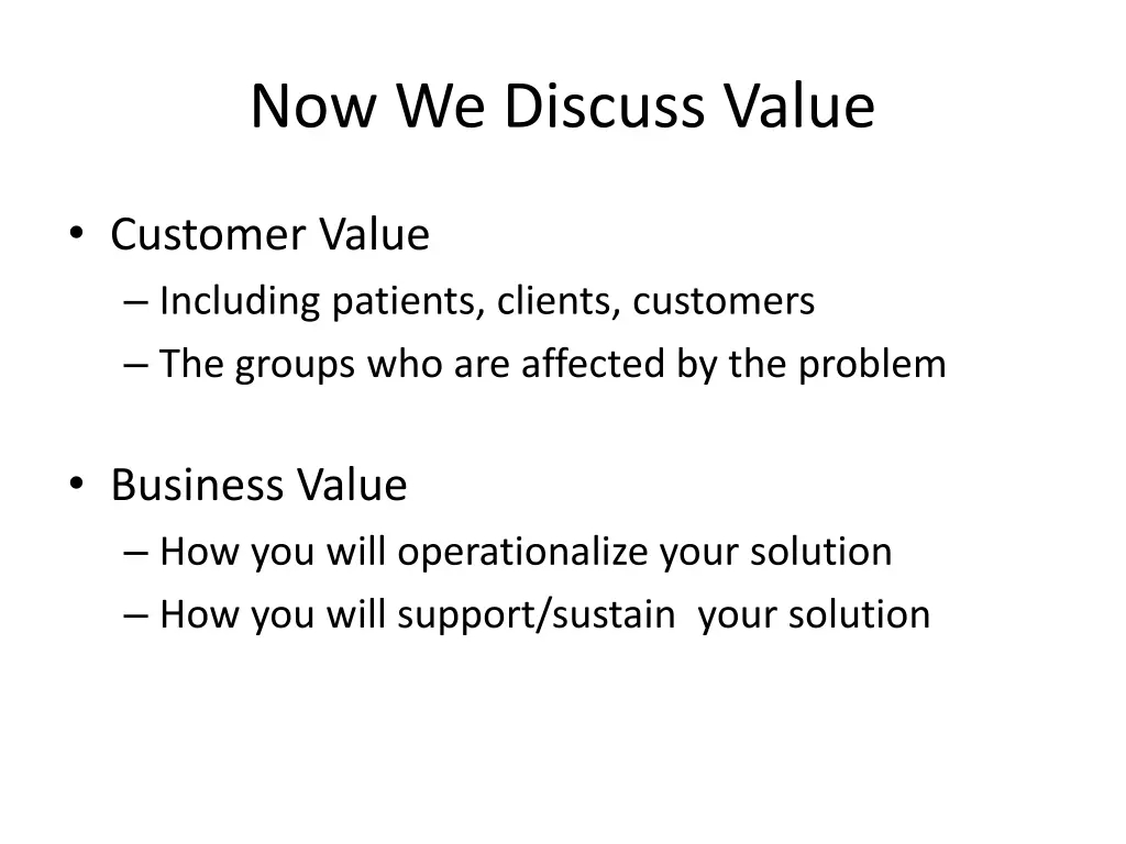 now we discuss value