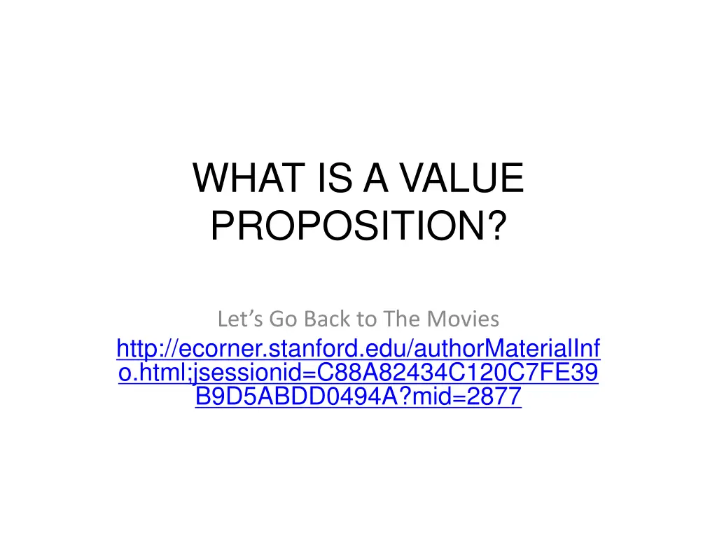 what is a value proposition