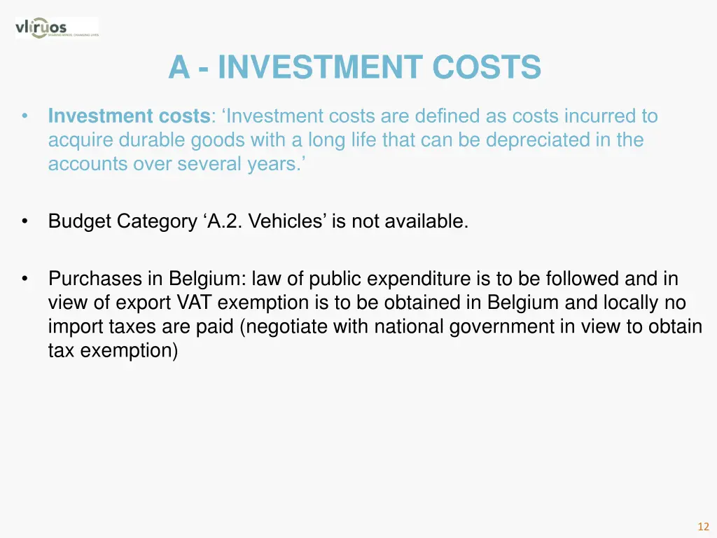 a investment costs