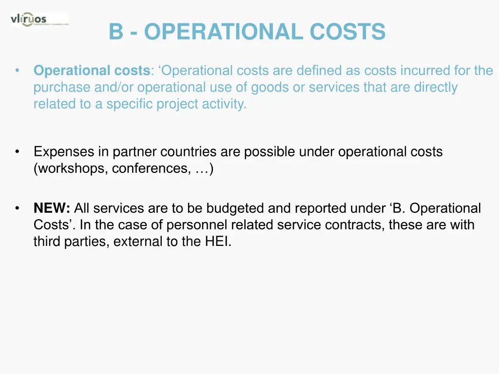 b operational costs