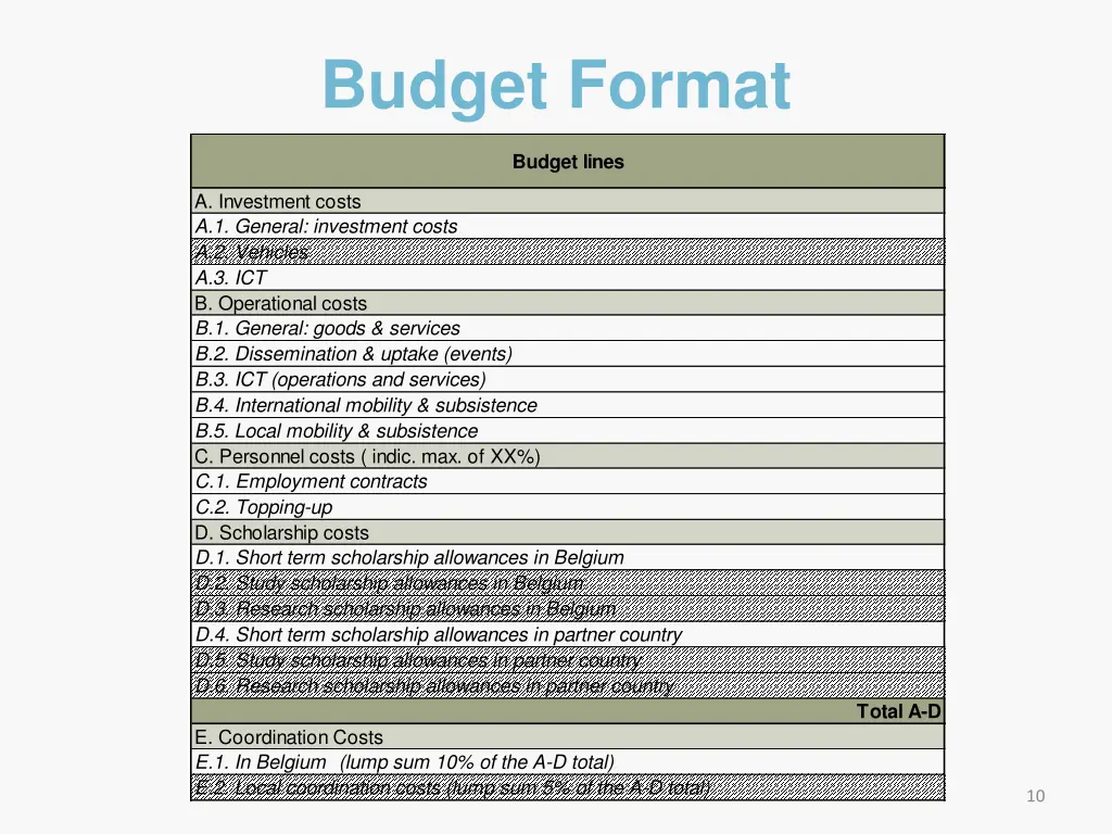 budget format