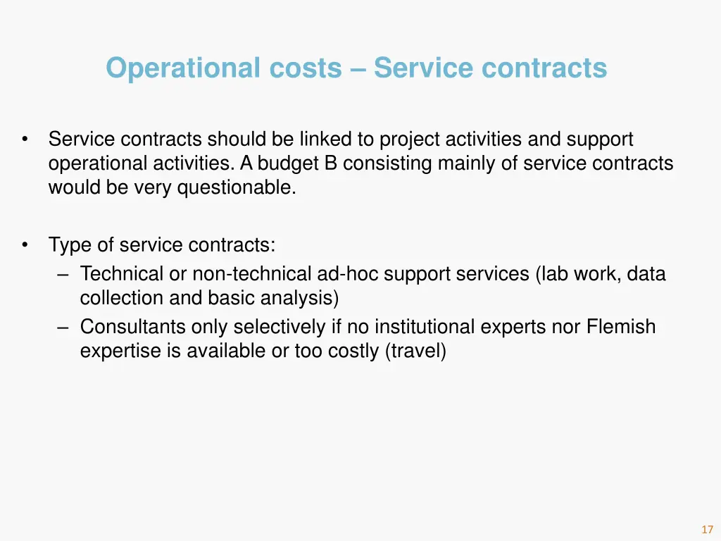 operational costs service contracts