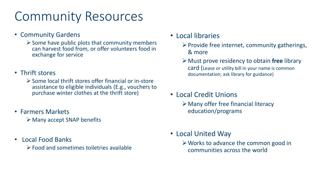 community resources