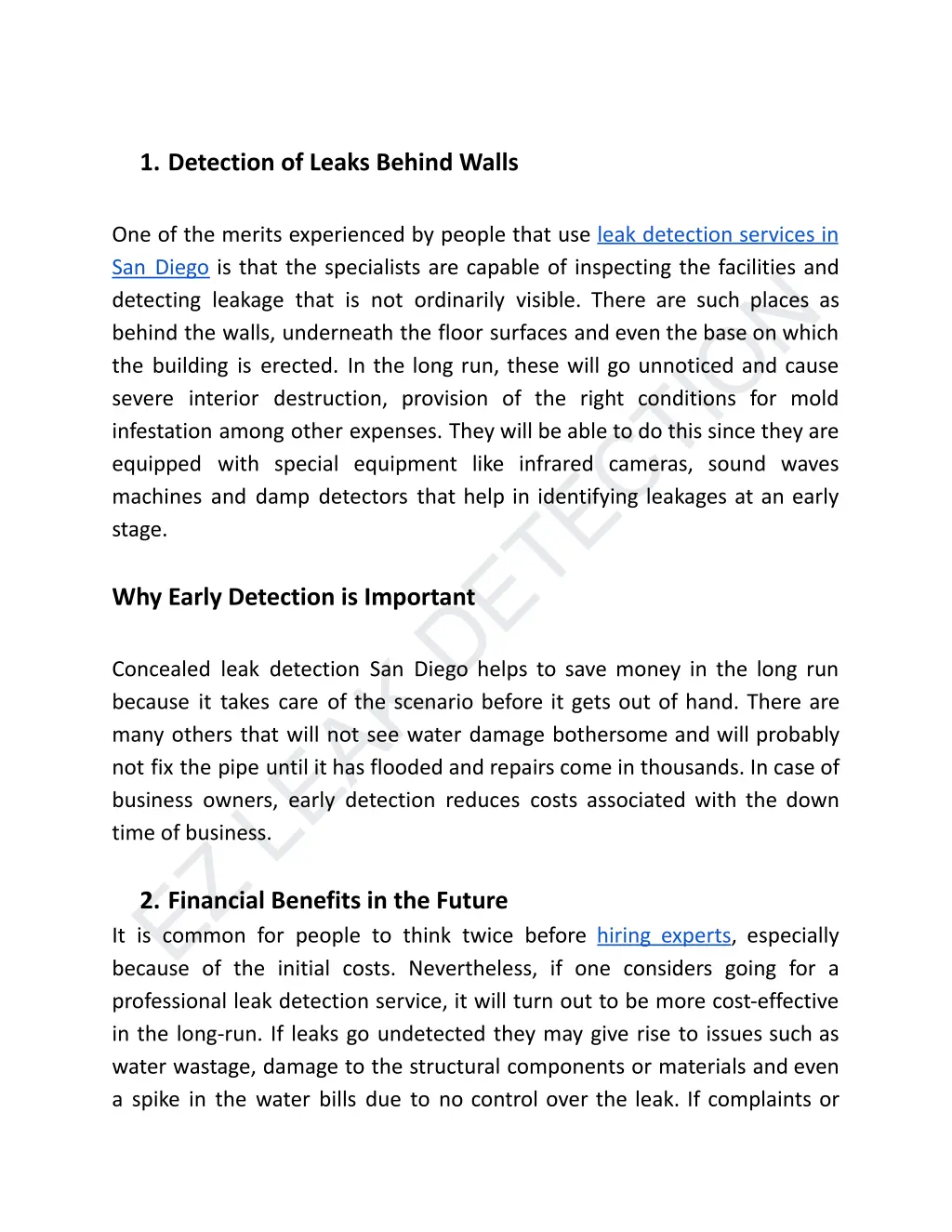 1 detection of leaks behind walls