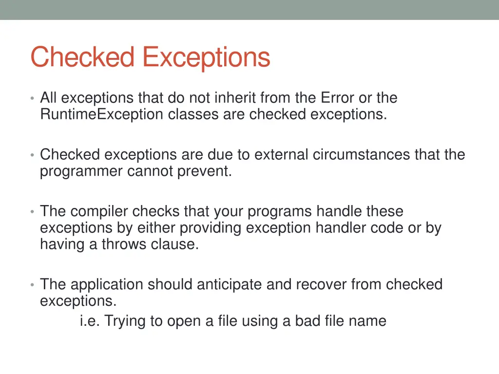 checked exceptions