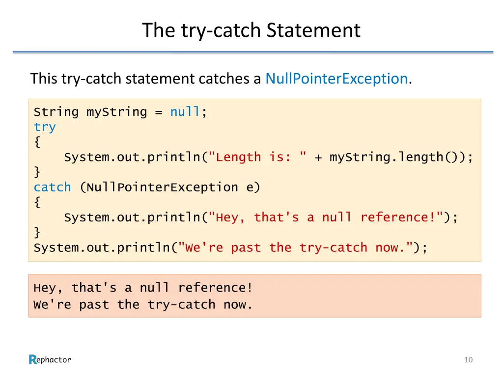 the try catch statement 2