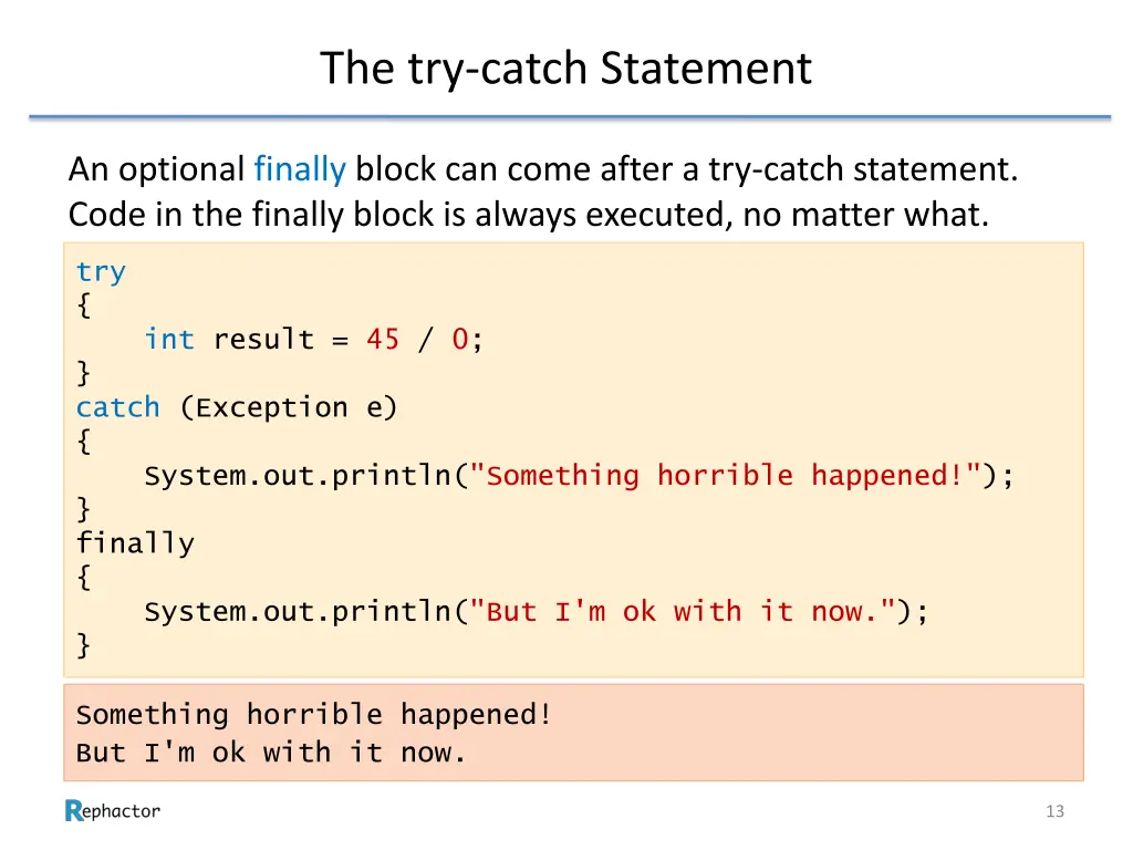 the try catch statement 5