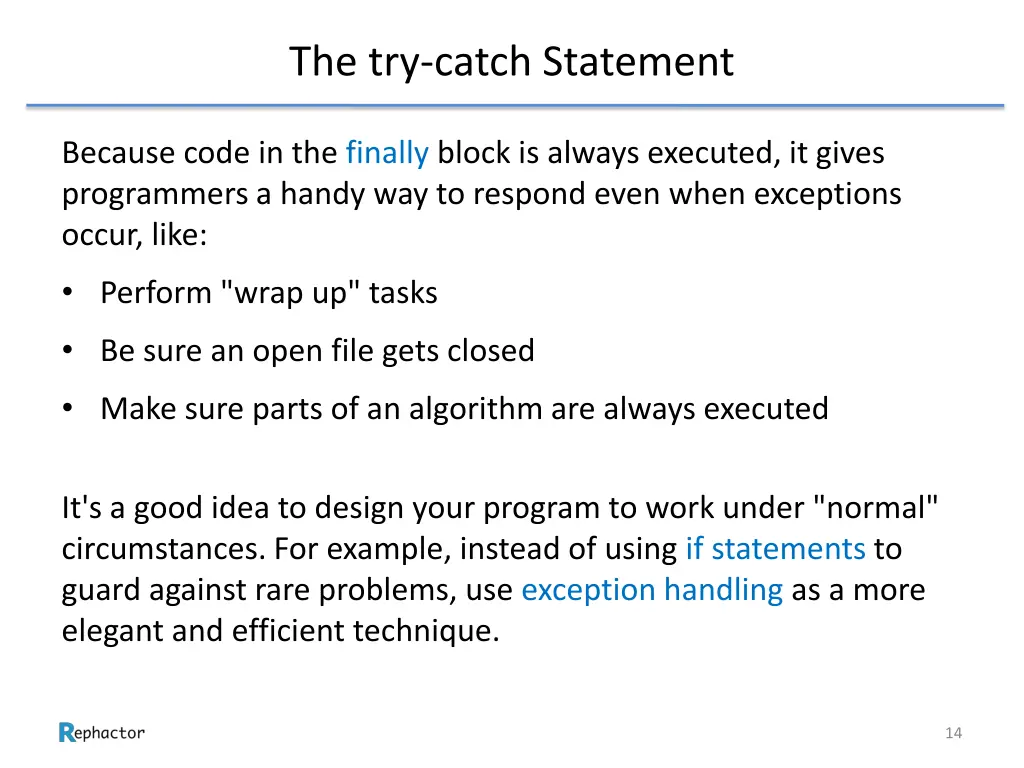 the try catch statement 6