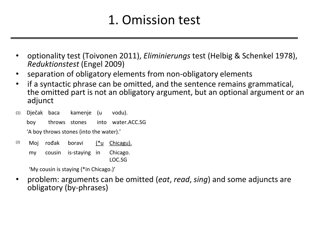 1 omission test