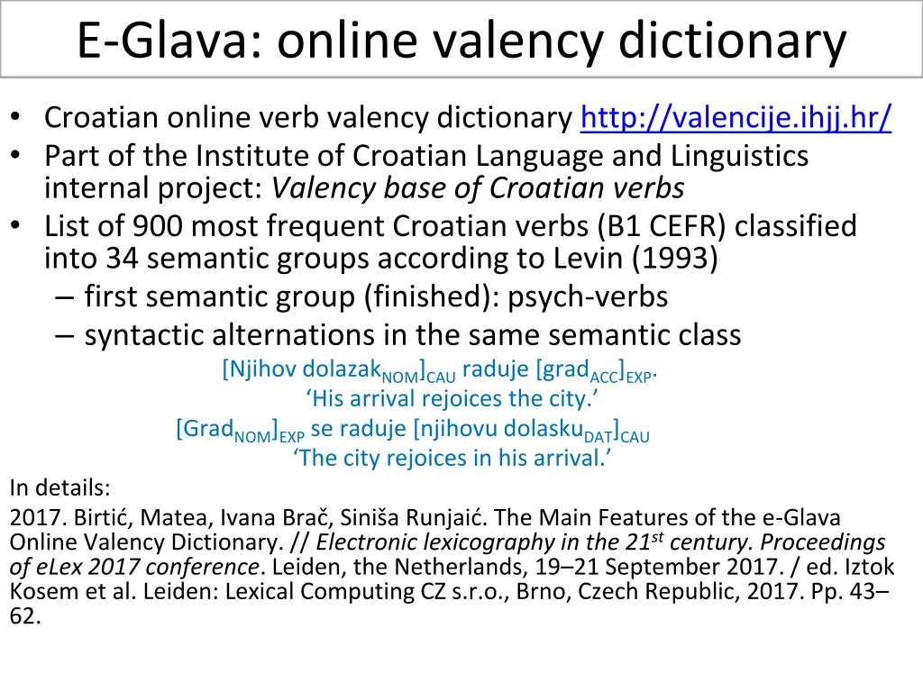 e glava online valency dictionary