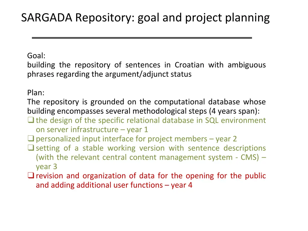 sargada repository goal and project planning