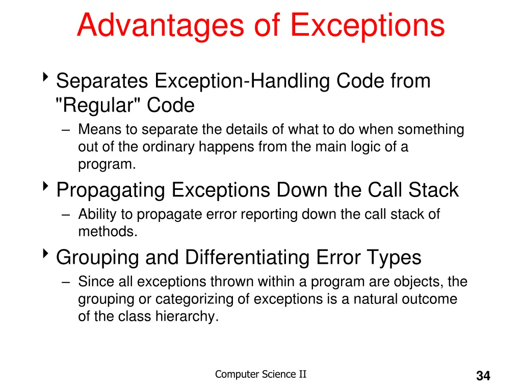 advantages of exceptions