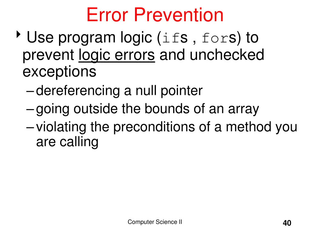 error prevention