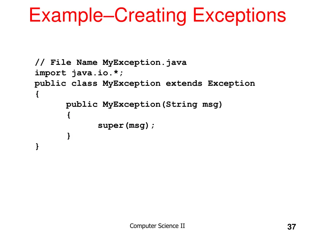 example creating exceptions