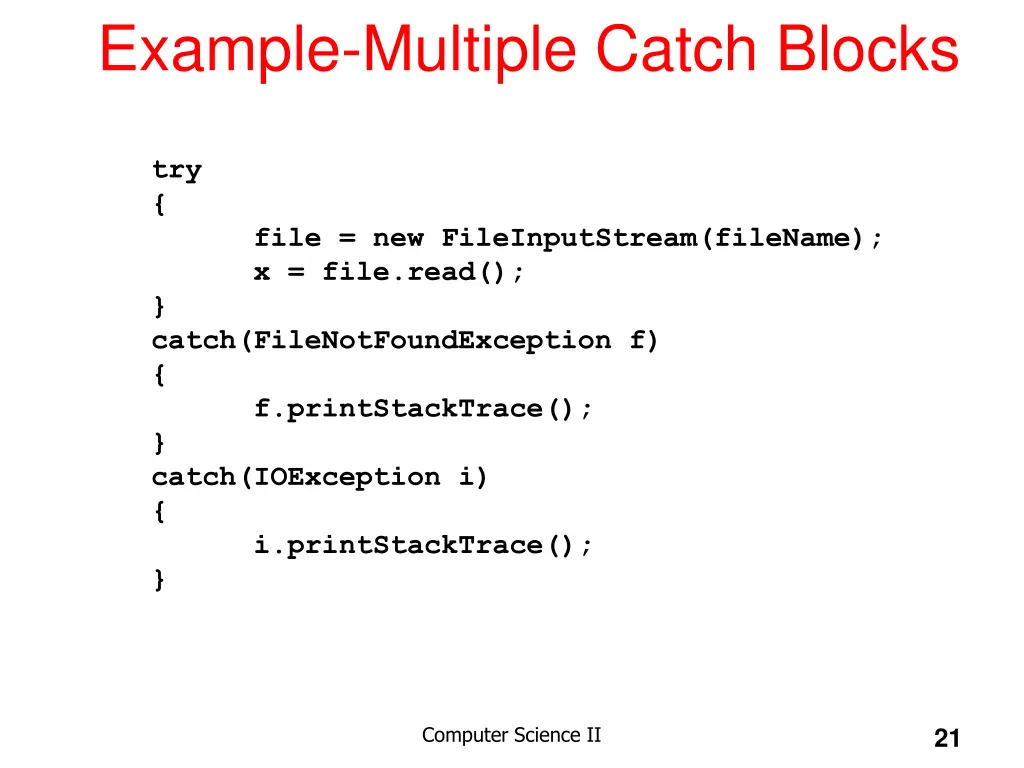 example multiple catch blocks